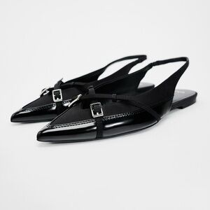 ZARA SLINGBACK BUCKLED FLAT SHOES
